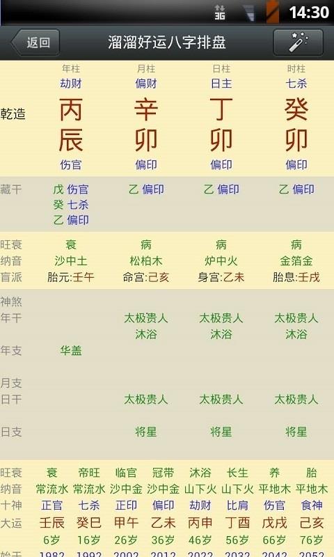 溜溜好运八字排盘