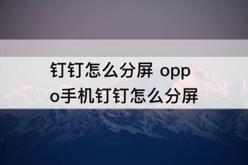 钉钉怎么分屏 oppo手机钉钉怎么分屏