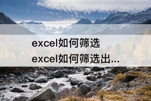 excel如何筛选 excel如何筛选出自己想要的数据