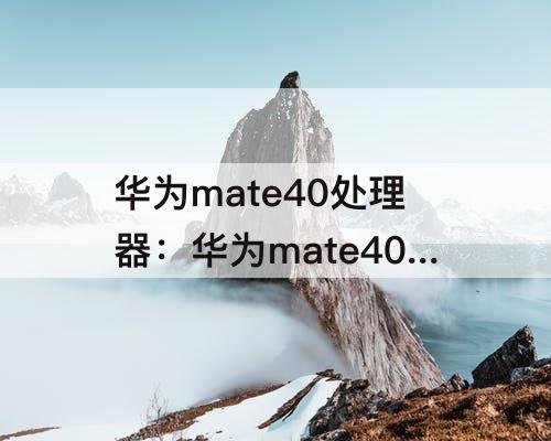 华为mate40处理器：华为mate40处理器相当于骁龙多少