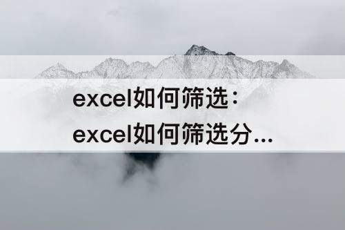excel如何筛选：excel如何筛选分类汇总
