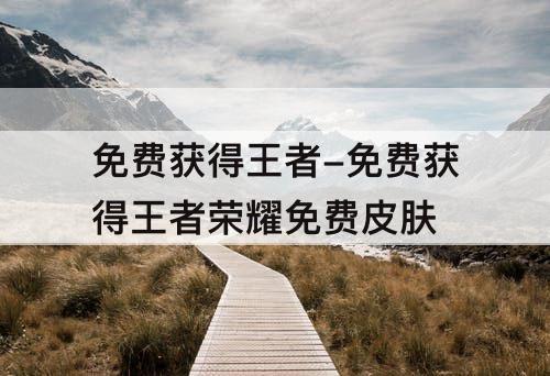 免费获得王者-免费获得王者荣耀免费皮肤