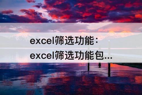 excel筛选功能：excel筛选功能包括什么和自动筛选