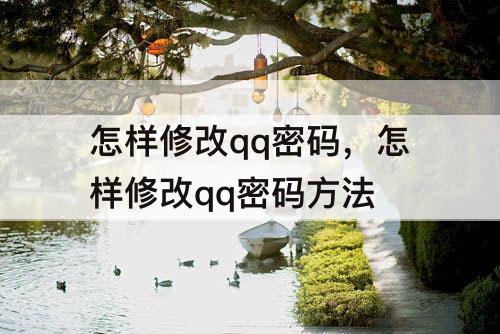 怎样修改qq密码，怎样修改qq密码方法