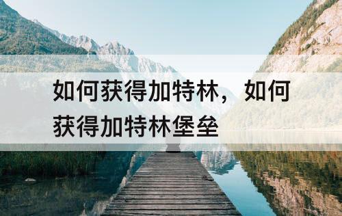 如何获得加特林，如何获得加特林堡垒