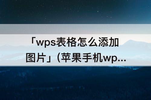 「wps表格怎么添加图片」(苹果手机wps表格怎么添加图片)