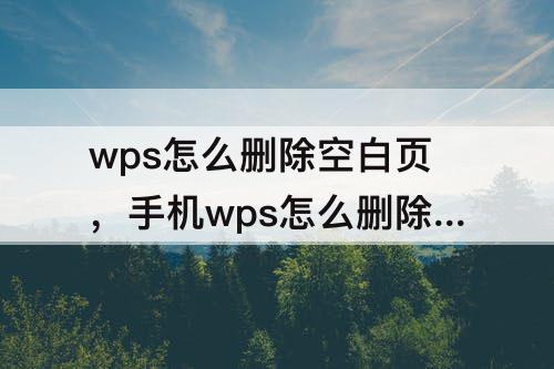 wps怎么删除空白页，手机wps怎么删除空白页最后一页