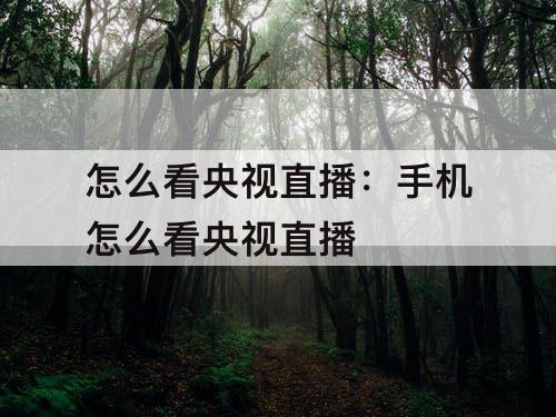 怎么看央视直播：手机怎么看央视直播