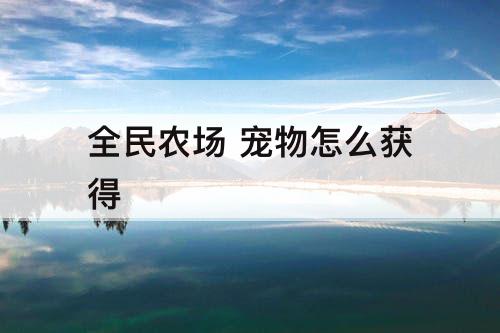 全民农场 宠物怎么获得