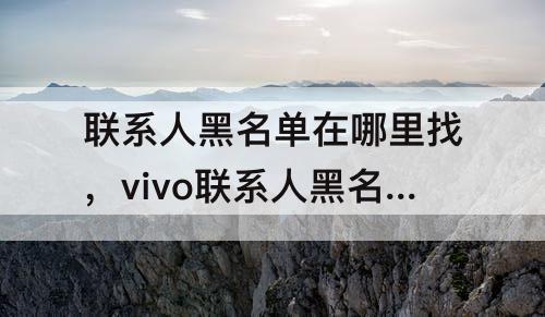 联系人黑名单在哪里找，vivo联系人黑名单在哪里找