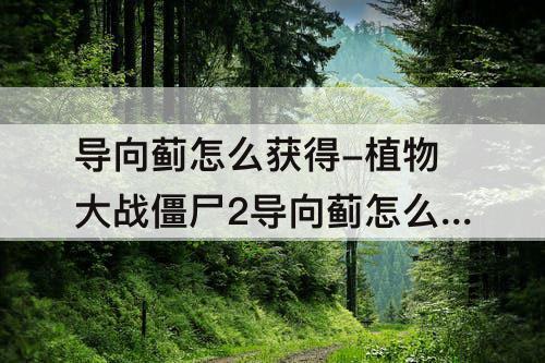 导向蓟怎么获得-植物大战僵尸2导向蓟怎么获得怎么到三阶