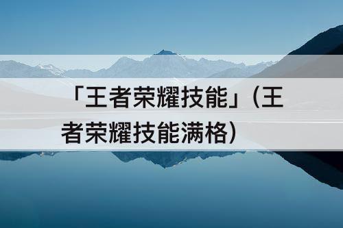 「王者荣耀技能」(王者荣耀技能满格)