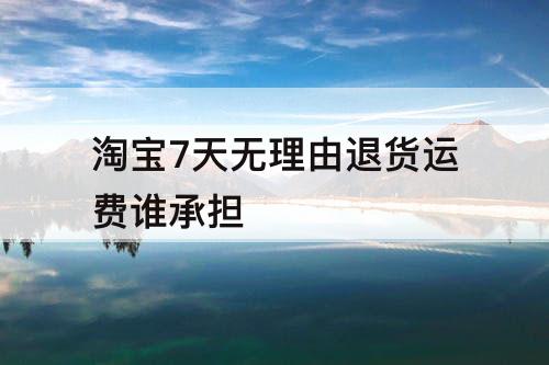 淘宝7天无理由退货运费谁承担
