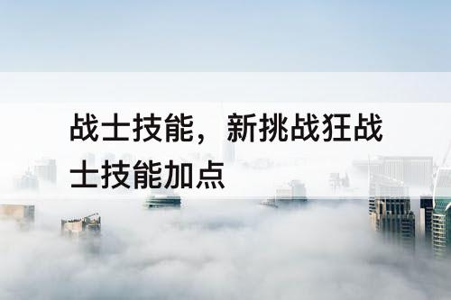 战士技能，新挑战狂战士技能加点