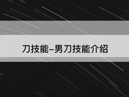 刀技能-男刀技能介绍