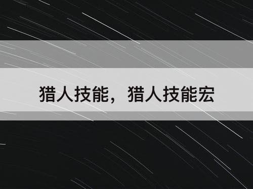 猎人技能，猎人技能宏