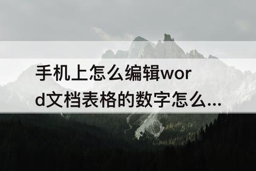 手机上怎么编辑word文档表格的数字怎么由小到大