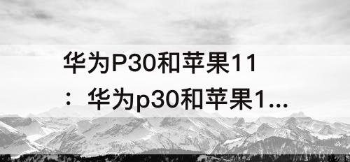 华为P30和苹果11：华为p30和苹果11拍视频